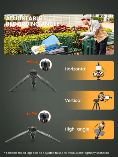 Vista 3 de USKEYVISION Kit de inicio de vlogging para iPhone y Youtuber, equipo de creación de contenido para iPhone 16/15Pro Max con trípode extensible