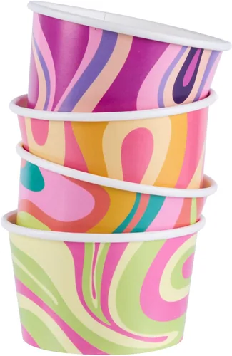 Vista 109 de Restaurantware Coppetta - Vasos de postre de 3 onzas, 50 tazas desechables para helado, tapas se venden por separado, cuencos de papel a cuadros