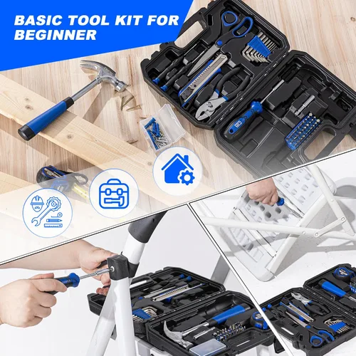 Vista 4 de Prostormer - Kit de herramientas de 93 piezas, juego básico de herramientas para reparaciones del hogar con estuche de almacenamiento, pequeño kit