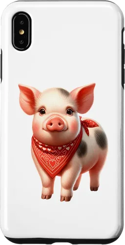 Vista 7 de iPhone 15 Cute Animal With Red Bandana - Nice Pig Lover Case