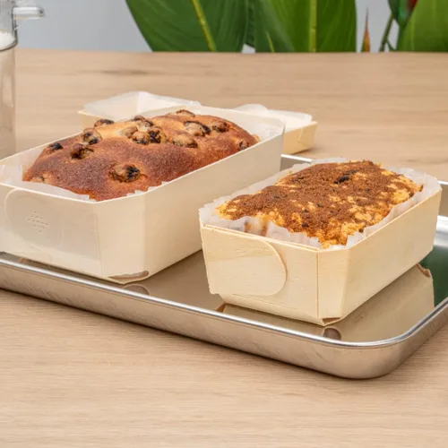 Vista 8 de Restaurantware Taipei - Moldes de madera para hornear de 17 onzas, 100 moldes desechables listos para horno, con forros de papel, recipientes
