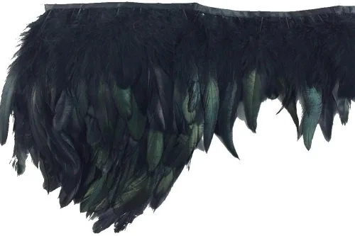 Vista 4 de KOLIGHT Paquete de 2 yardas con flecos de plumas de gallo natural de 5-7 pulgadas de ancho, decoración de bricolaje (negro)