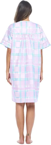 Vista 4 de Casual Nights - Vestido con botones al frente, bata de casa de manga corta, de descanso para mujer