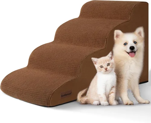 Vista 15 de Aodisman Escaleras para perros y gatos pequeños,Rampa para mascotas de 3 Beige