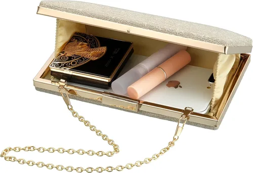 Vista 6 de Savatano Bolso de mano dorado, bolsos de mano dorados para mujer, para noche, boda, cóctel, fiesta, bolsa de noche, bolso cruzado de hombro..