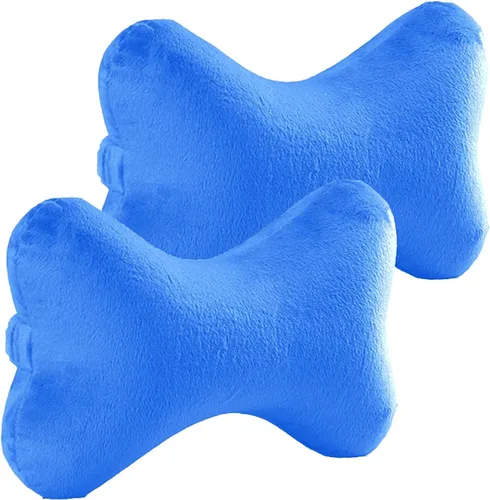 Vista 16 de Paquete de 2 almohadas de cuello de viaje en forma de hueso de perro con funda extraíble lavable de espuma viscoelástica para automóvil, autobús