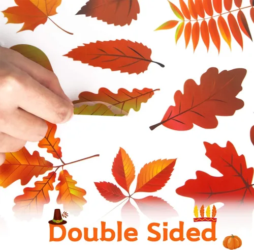 Vista 3 de 158 calcomanías de Acción de Gracias para ventana de vidrio, calcomanías de doble cara para ventana de otoño, pavo de otoño, ofertas de decoración