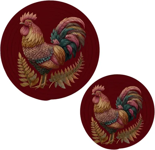 Vista 13 de Gnomo de otoño - Alfombrilla de salvamanteles 2 piezas de hojas de otoño redondas tejidas agarraderas para mesa de cocina, protector de encimera