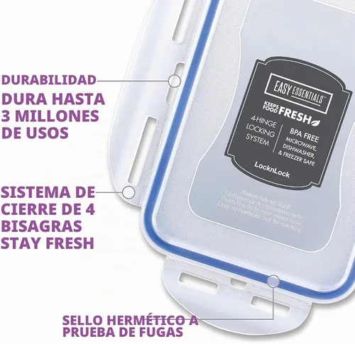 Vista 6 de Lock & Lock Easy Essentials - Contenedores para almacenamiento de alimentos