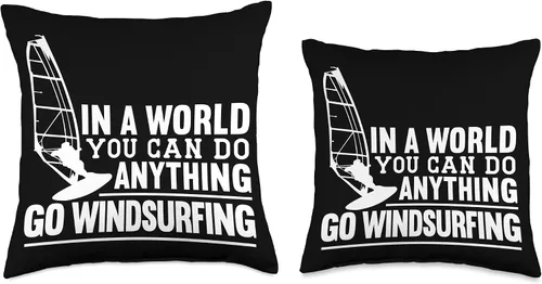 Vista 3 de Windsurfing Surfing Board Water Sports Throw Pillow