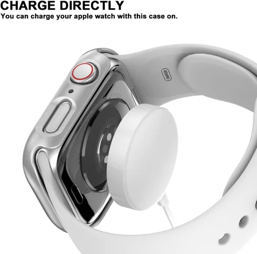 Vista 5 de Rontion - Juego de 6 fundas de PC rígida para Apple Watch de 38 mm (1.496 pulgadas) Series 3/2/1 con protector de pantalla de vidrio templado, funda