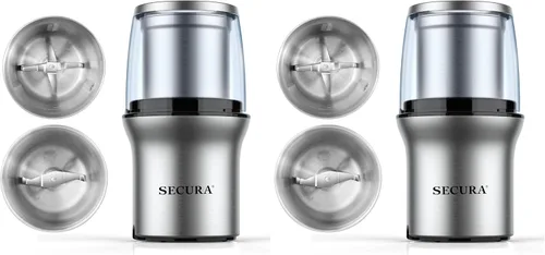 Vista 8 de Secura - Molinillo eléctrico para especias, cuencos duales de acero inoxidable para molienda húmeda y seca, uso múltiple para especias y café Negro