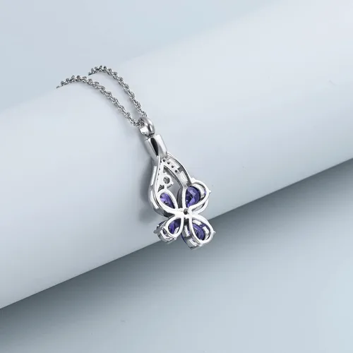 Vista 5 de shajwo Collar de cenizas de urna de cremación en forma de lágrima para mujeres y hombres, colgante de cenizas de cremación de flores, joyería