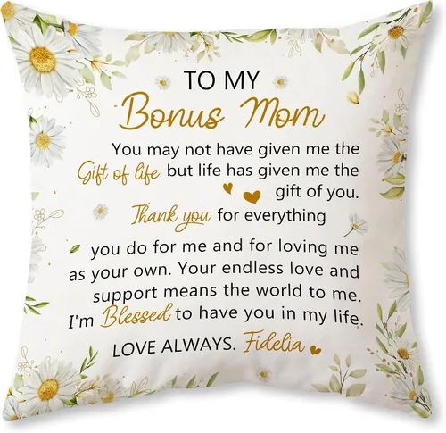 Vista 17 de Hyturtle Personalized Best Mom Pillow with Insert – Custom Gift for Mother from Daughter Son – Inspirational Cushion for Birthday, Christmas, Mom