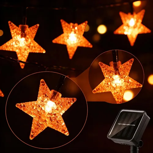 Vista 9 de Twinkle - Guirnalda de luces solares para exteriores, paquete de 2 unidades cálido-blanco