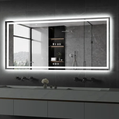Vista 34 de Koonmi Espejo de baño LED 38x26 con luz, antivaho y 3