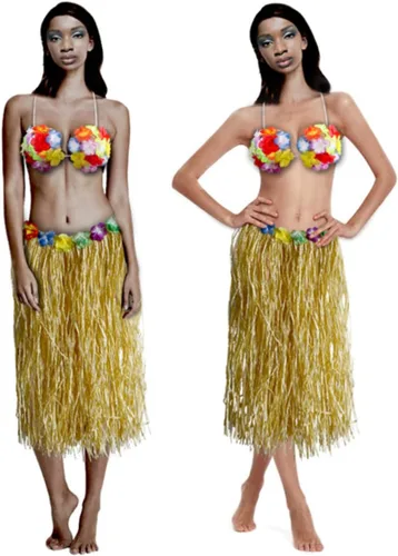 Vista 3 de Toyvian Vestido de fiesta hawaiano, disfraz de Luau Hula de hierba tropical, disfraz de fiesta de Luau para mujer, traje hawaiano de fiesta