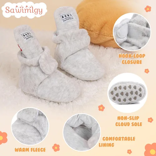 Vista 89 de Sawimlgy - Botines de algodón antideslizantes para recién nacido, con agarre, para cuna o para el invierno