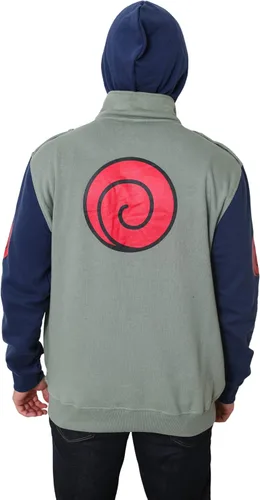 Vista 6 de Ripple Junction Naruto Shippuden Kakashi Hatake Cosplay Military-Style Sudadera con capucha para hombre con diadema