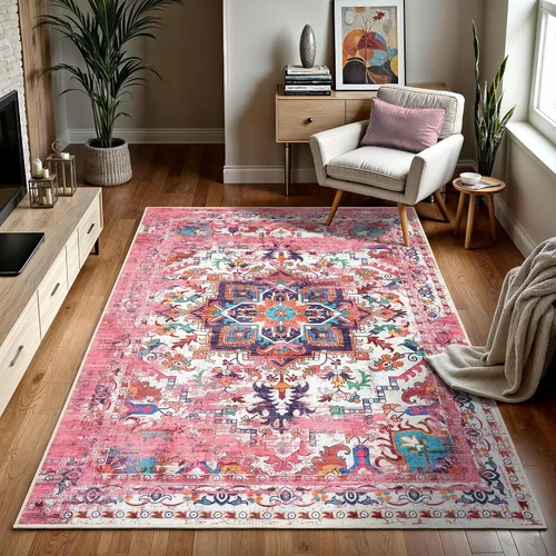 Vista 123 de GLN Rugs Traditional Collection - Alfombra de felpilla lavable a máquina, tradicional lavable, antideslizante, alfombra de felpilla de pelo corto