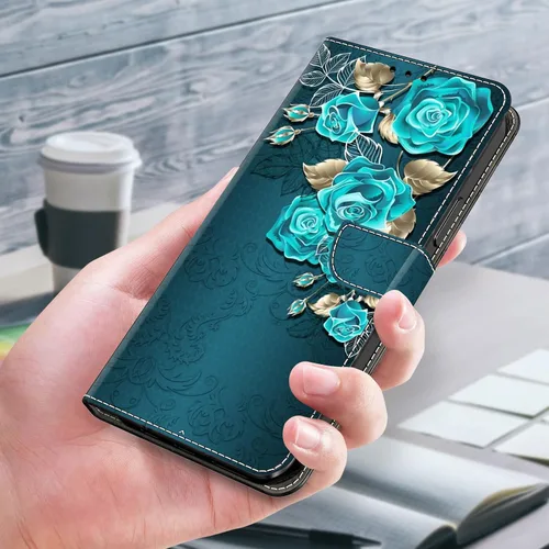 Vista 3 de Funda para Moto G 5G 2022, Moto G 5G 2022, funda protectora de piel sintética con tarjetero para Motorola Moto G 5G 2022 - Rosa azul