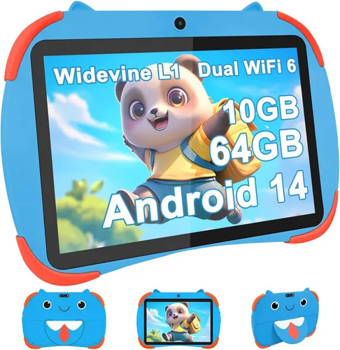 Vista 2 de Tableta para niños de 10 pulgadas, Tabletas Android 14, CPU Octa-core, 10GB+64GB+1TB Expandible, Tabletas para niños con Espacio para niños, Control