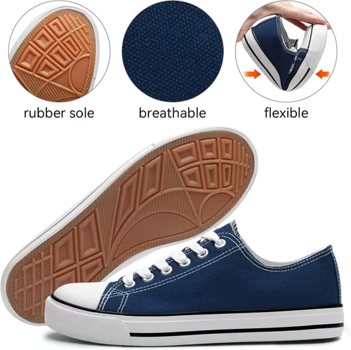 Vista 2 de PIPADU Canvas Shoes for Women Sneakers Low Top Classic Casual Shoes Fashion Sneaker Black White Tennis Shoes Lace Up