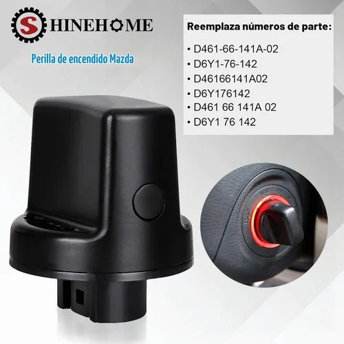 Vista 4 de Pomo de llave de encendido con interruptor de encendido, juego de pomo de encendido para Mazda Speed 6 CX7 CX9 D461-66-141A-02 D6Y1-76-142