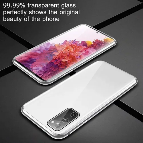 Vista 7 de Funda magnética para Huawei P30 Lite, protección completa de 360°, parachoques de metal con parte delantera y trasera, cubierta abatible de vidrio