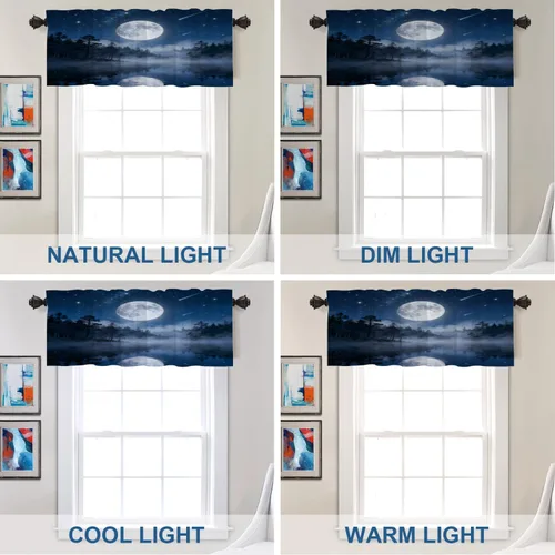 Vista 163 de Batmerry American Flag Ink Dot Blackout Tier Curtains, Red Blue White Stars Abstract Thermal Insulated Half Curtain Rod Pocket Small Valance for