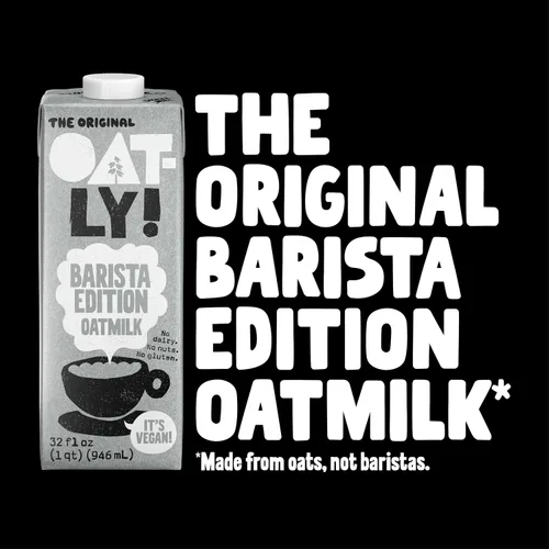 Vista 8 de Oatly Barista Edition - Leche de avena hecha para café, sin lácteos, a base de plantas, leche estable que hace la espuma perfecta