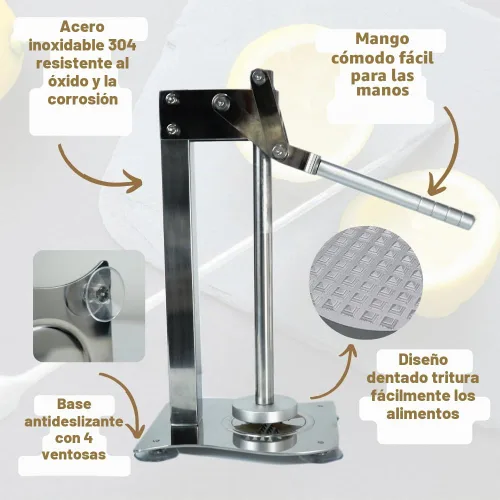 Vista 4 de Exprimidor manual de limón y frutas de acero inoxidable resistente, prensador de cítricos rápido y eficiente para uso en cocina