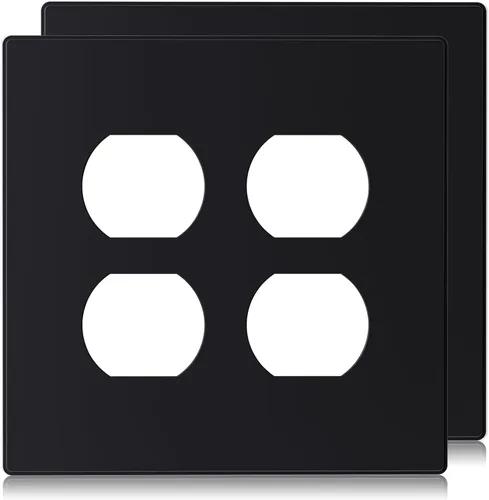 Vista 16 de ELEGRP Placas de pared para receptáculo dúplex de 2 segmentos, tamaño mediano, 4.88 pulgadas de alto x 4.94 pulgadas de largo, cubierta frontal