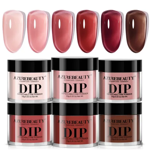 Vista 14 de AzureBeauty Juego de uñas en polvo de inmersión, 6 colores marrón nude, tonos de piel, polvo de inmersión natural, arte de uñas francés, salón