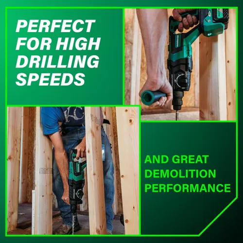 Vista 3 de Metabo HPT Martillo giratorio sin escobillas MultiVolt™ SDS Plus de 36 V con mango en D de 1-1/8 pulgadas, solo cuerpo de herramienta de martillo