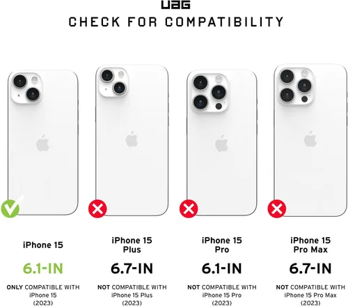 Vista 2 de URBAN ARMOR GEAR UAG Funda compatible con iPhone 15 de 6.1 pulgadas, Essential Armor negro, imán integrado compatible con carga MagSafe, funda