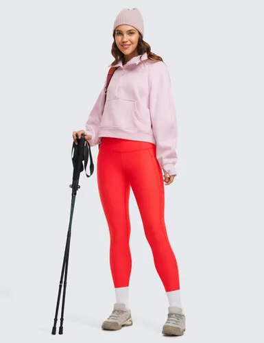Vista 3 de CRZ YOGA Leggings térmicos con forro polar para mujer, 25 pulgadas, cintura alta, pantalones de senderismo para entrenamiento de invierno