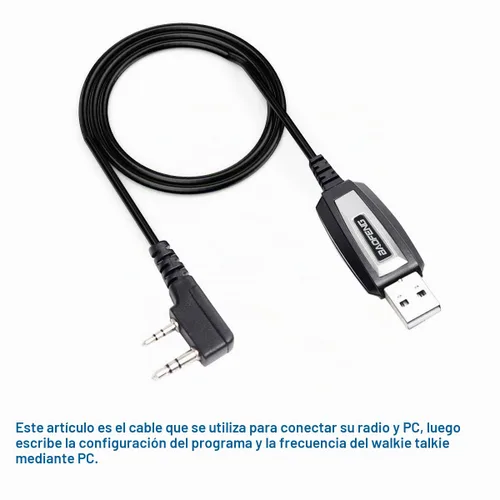 Vista 7 de Cable de programación USB BAOFENG con chip CH340, compatible con UV-5R Mini, BF-F8HP Pro, 5RM, UV-32, DM32, K5PLUS, GMRS, GM-15PRO, UV-5G Plus