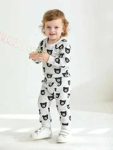 Vista 21 de Ropa de bebé niño niño manga larga con estampado de oso + pantalones deportivos