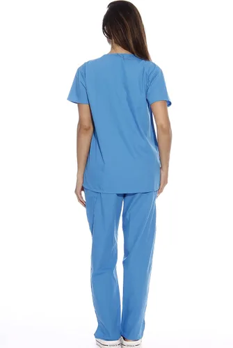 Vista 3 de Conjunto médico Just Love de seis bolsillos para mujer (cuello de pico y pantalón cargo)