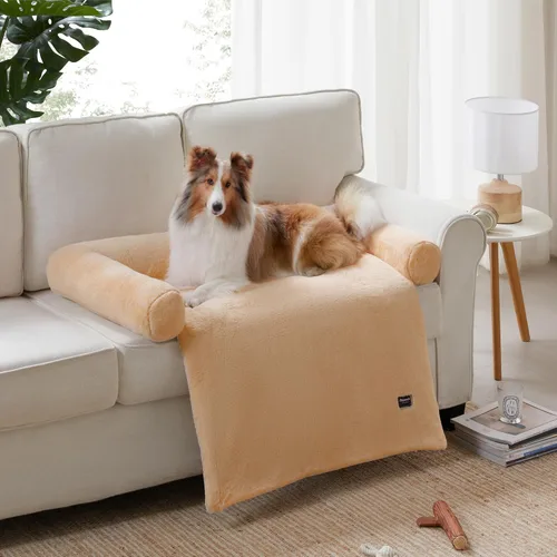 Vista 11 de Allisandro Tapete de cama calmante para perro, funda de sofá lavable para perros, cómoda y antideslizante con cojín, funda protectora impermeable