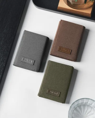 Vista 12 de VULKIT Cartera de cuero minimalista con bloqueo Rfid triple billetera delgada para tarjetas de crédito con 3 ventanas de identificación y bolsillo