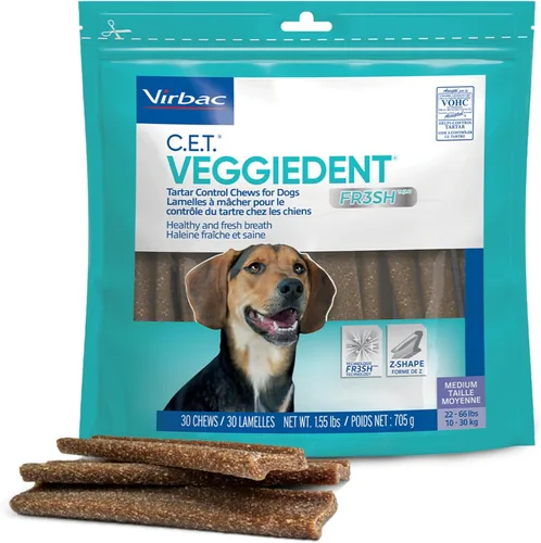 Vista 11 de Virbac C.E.T. VEGGIEDENT FR3SH - Masticables para control de sarro para perros, extra pequeños, 8 onzas, (paquete de 2)
