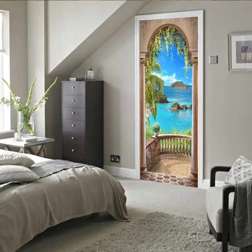 Vista 165 de Calcomanías 3D para puerta, murales para despegar y pegar, papel tapiz de caballo, calcomanías autoadhesivas extraíbles de PVC, impermeable, póster