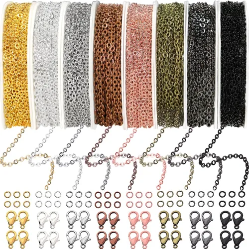 Vista 9 de Jishi Cadena de serpiente de oro de 33 pies de 0.047 in, cadenas para hacer joyas, collares, pulseras, suministros de joyería, hallazgos – Rollo