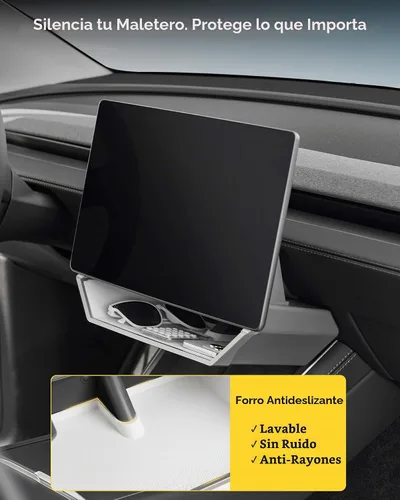 Vista 6 de 3W Magnetic Under Screen Storage Box for Tesla Model Y Juniper 2025-2026 White