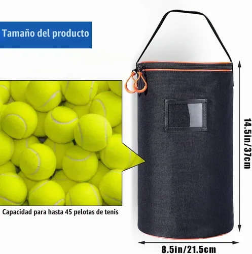 Vista 2 de VISEMAN Cesta portátil para pelotas de tenis para entrenamiento, transporte y almacenamiento Negro