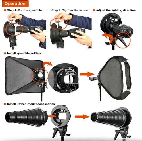 Vista 8 de Godox Soporte tipo S Bowens Mount Holder para Speedlite Flash Snoot Softbox Honeycomb y Godox TT685II V860III Flash
