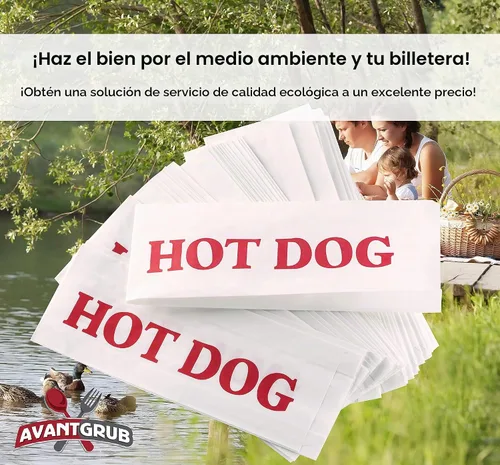 Vista 3 de Paquete de 50 fundas retro ecológicas para perros calientes. Súper duraderas y resistentes a la grasa, convierte una fiesta en un carnaval