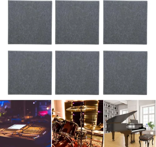 Vista 4 de 12Pcs Acoustic Panels, Polyester Fiber Sound Absorption Panel, Cutable Noise Reducing Foam for Rehearsal Rooms, Home Studio, Office and TV Wall with